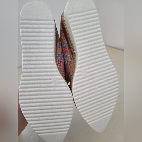 NEW Colorful Mosaic Wedge Heels Pointed Toe Espadrille Artsy Eclectic EU 36 US 6 - Picture 8 of 9